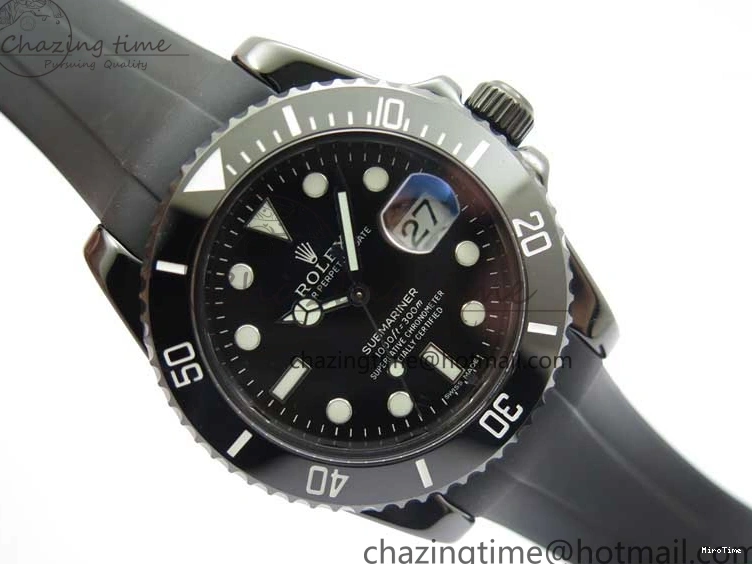 MiroTime 0122 Submariner 40mm Black Ceramic 5GF Best Edition Black Dial on Black Rubber Strap SA Unique 2464
